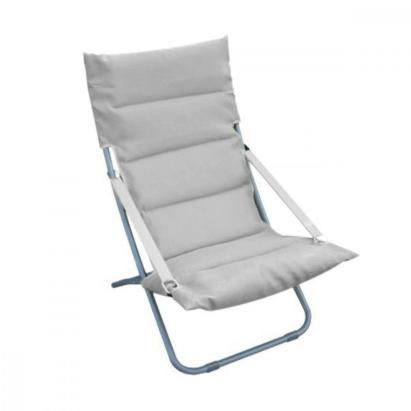 Șezlong de plajă Mirpol pliabil, verde-gri, cu saltea din spumă și cadru din oțel