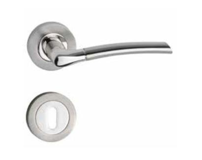 Mâner ușă interior Leziter BB cu buton rotund, finisaj crom-inox