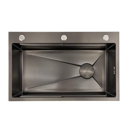 Chiuvetă bucătărie Leziter Holly 75x46 cm, inox 304 negru, nano-coating