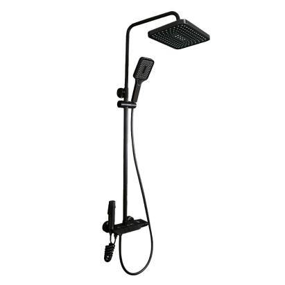 Set de duș multifuncțional Leziter Eliz negru, cu efect ploaie și cap bideu