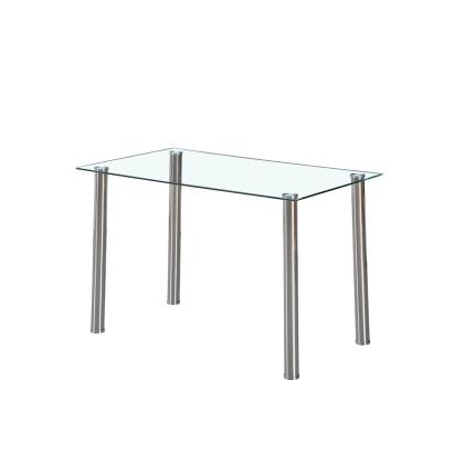 Masă de dining pătrată Leziter Berna 140 cm, sticlă transparentă