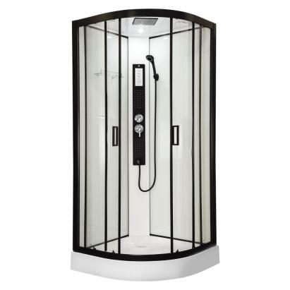 Cabină de duș cu hidromasaj Kerra Petrus 90x90 cm, curbată, albă