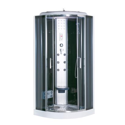 Cabină de duș cu hidromasaj Leziter Vital Black 80x80 cm, curbata, negru