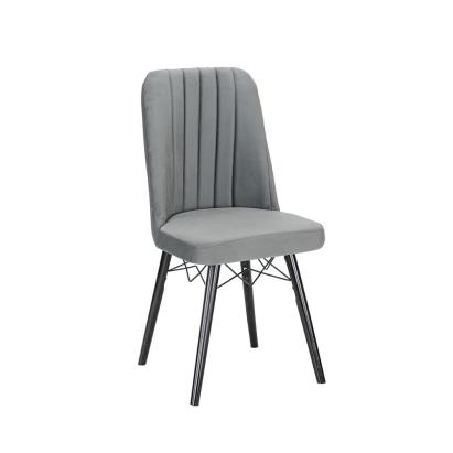 Scaun de masă Leziter Lorna gri, tapițat catifea, picioare lemn