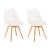 Set 2 scaune dining Leziter Silla, albe, cu picioare din lemn fag