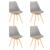 Set 4 scaune de dining Leziter Silla gri, sezut tapitat, picioare lemn fag