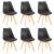 Set 6 scaune dining Leziter Silla, negre, cu picioare din fag