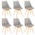 Set 6 scaune dining Leziter Silla, gri, sezut confortabil, picioare fag
