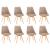 Set 8 scaune de dining Leziter Silla bej, cu sezut confortabil si picioare din fag