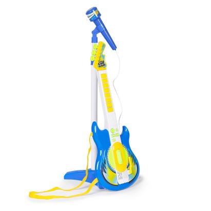 Set chitară electrică pentru copii Homelux cu microfon pe suport, conectare MP3, albastru