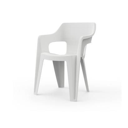 Scaun de grădină Curver Bilboa din plastic, alb, stivuibil, cu cotiere