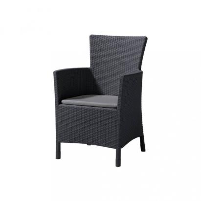 Curver Scaun de grădină Iowa, culoare grafit, cu pernă gri deschis