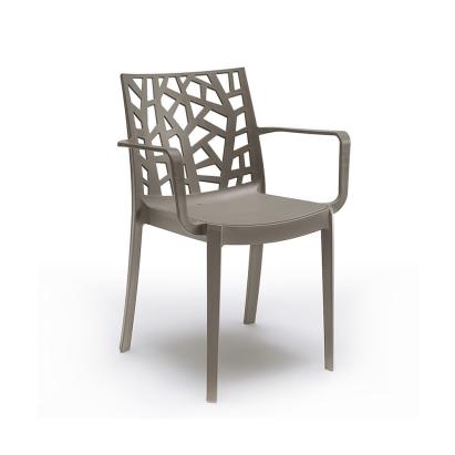 Scaun de grădină Leziter Trinity din plastic cu cotiere, cappuccino