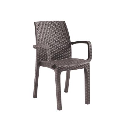 Scaun de grădină Leziter Verdi din plastic cu efect ratan, cappuccino