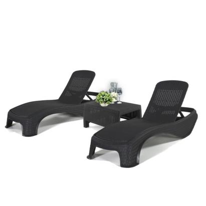 Set 2 șezlonguri de grădină Curver Atlantic Duo cu masă Corfu, grafit