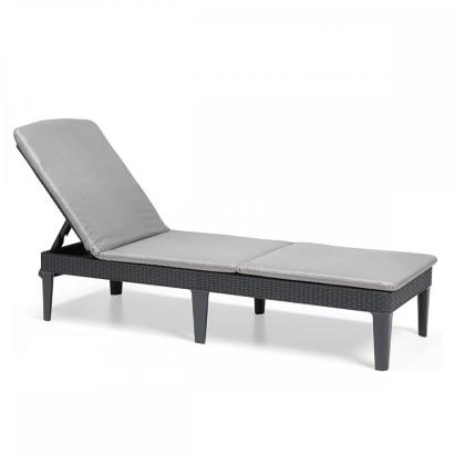 Șezlong de grădină Curver Jaipur cu pernă, grafit, spătar reglabil 4 poziții