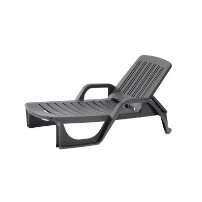 Șezlong de grădină Leziter Miami grafit, spătar rabatabil, 190 x 71 cm