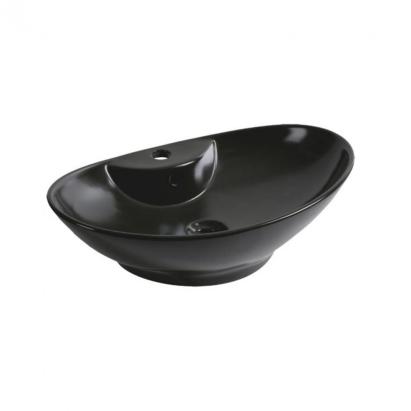 Lavoar ceramic Kerra KR-139, oval, 58 cm, negru mat, pentru baie