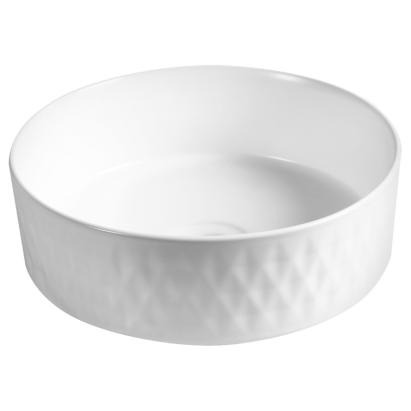 Chiuvetă pe blat Kerra KR-704, ceramică albă rotundă 36 cm
