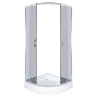 Cabină de duș curbata Kerra Intro 90x90 cm cu tavă și sifon, sticlă grafit