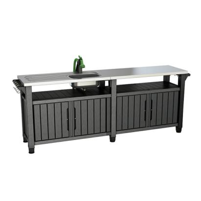 Masă de grătar Curver Unity Chef din plastic, cu chiuvetă și spațiu de depozitare