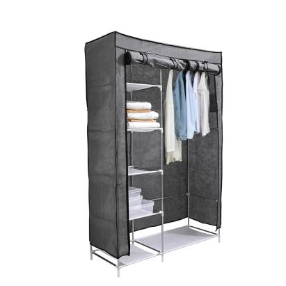 Dulap textil portabil Leziter LGSZ-01 gri, cu bară umerașe și rafturi