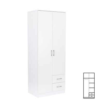 Dulap Leziter Miami 80x205 cm alb, cu 5 rafturi si 2 sertare pe roti