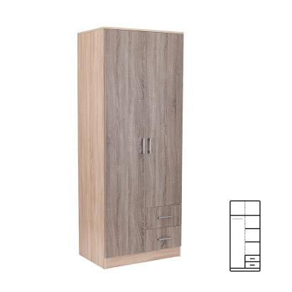 Dulap Leziter Miami 80x205 cm, stejar York/stejar Sonoma, 2 usi si 2 sertare