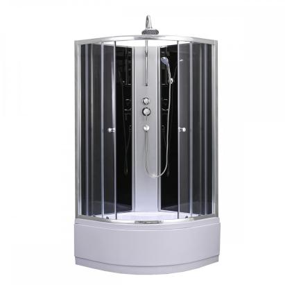 Cabină de duș Leziter Karolino 90x90 cm, neagră, cu tavă adâncă și uși glisante