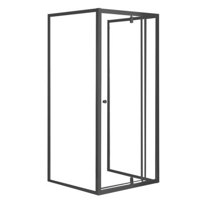 Cabină de duș asimetrică Leziter Flexi 80x90 cm, neagră, fără tavă