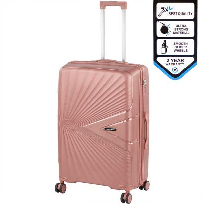 Valiză mare Leziter TraveLux Endure 100L, carcasă PP, TSA, 76x50x29 cm, aur roz