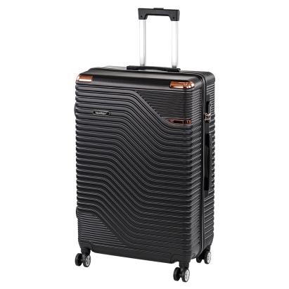 Valiză mare Leziter TravelLux Urban hardtop 50x78x30 cm, neagră, roți 360°