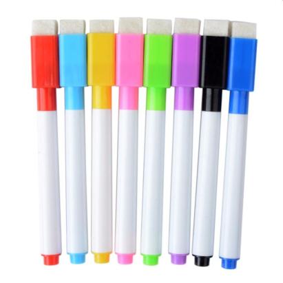Set 8 markere whiteboard pentru tablă magnetică, cu magnet și burete, vârf 2 mm