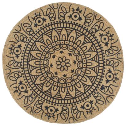 Covor manual cu imprimeu albastru închis, 90 cm, iută GartenMobel Dekor