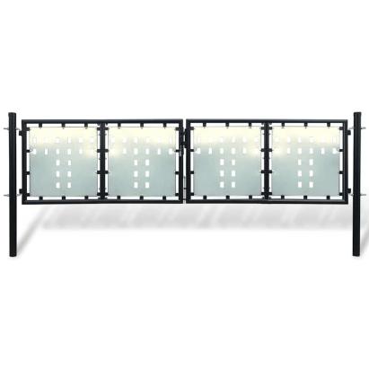 Poartă de gard cu o singură ușă neagră, 300x75 cm GartenMobel Dekor