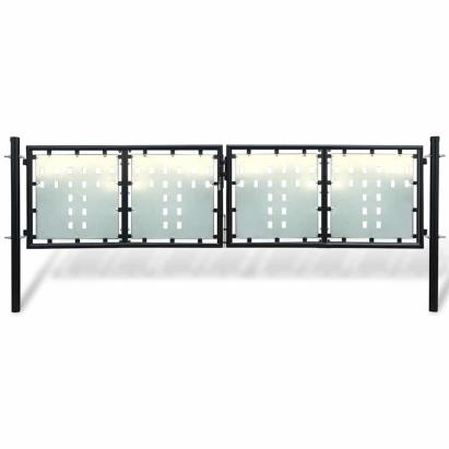 Poartă de gard cu o singură ușă neagră, 300x100 cm GartenMobel Dekor