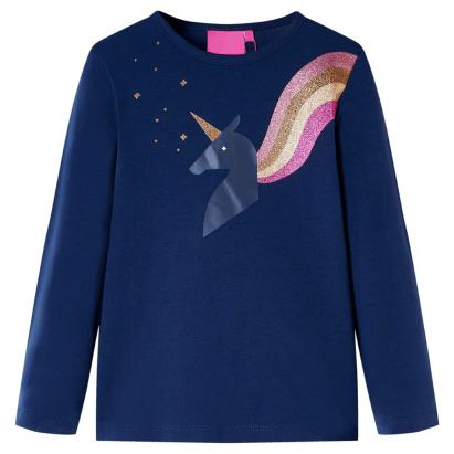 Tricou pentru copii cu mâneci lungi, bleumarin, 104 GartenMobel Dekor