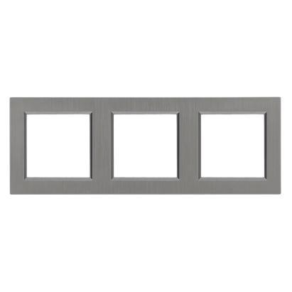 Ramă triplă orizontală Leziter Nova, gri, 83 x 225 mm, margini rotunjite