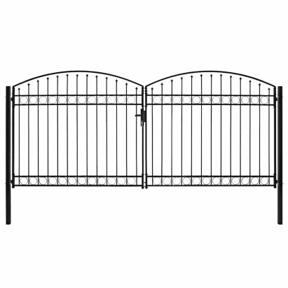 Poartă de gard Assen Ușă dublă cu blat arcuit din oțel 400x200 cm GartenMobel Dekor