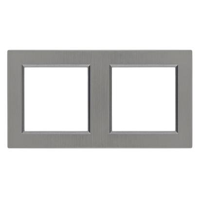 Rama dublă orizontală Leziter Nova, gri, pentru 2 module (83×150 mm)