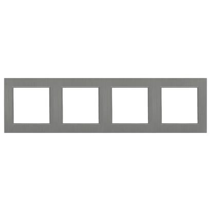 Ramă orizontală Leziter Nova, 4 posturi, gri, 83×300 mm