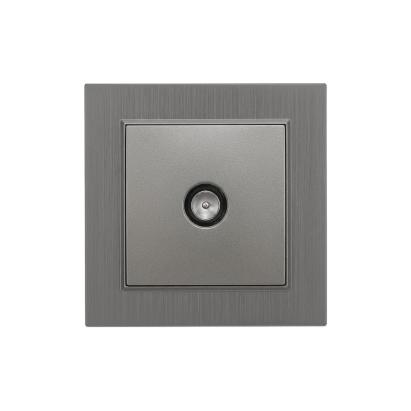 Priză TV Leziter Nova RF coaxială, montaj îngropat, cu cadru gri