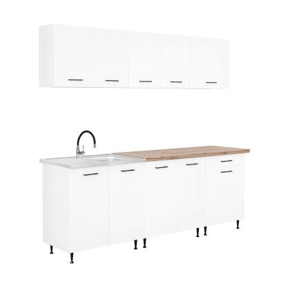 Bucătărie modulară Leziter Primo 220 cm, alb, cu blat stejar Charlestone