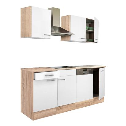 Mobilă de bucătărie Leziter Yorki 220 cm, stejar Sonoma și front alb satinat