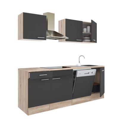 Mobilă de bucătărie Leziter Yorki 220 cm, stejar sonoma cu front antracit satinat