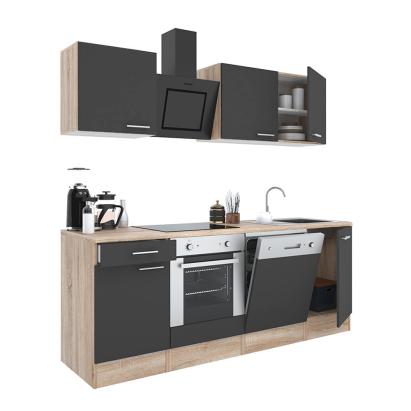 Mobilă de bucătărie Leziter Yorki 220 cm, stejar sonoma/antracit satinat, cu mască cuptor