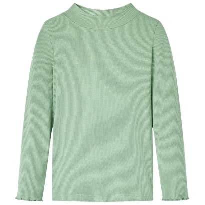 Tricou de copii cu mâneci lungi, guler tunică, verde mentă închis, 128 GartenMobel Dekor