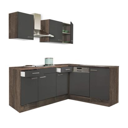 Mobilă bucătărie colț Leziter Yorki 220 cm, stejar Yorki cu front antracit satinat