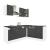 Dulap de bucătărie de colț Leziter Yorki 220, corp alb, față antracit satinat