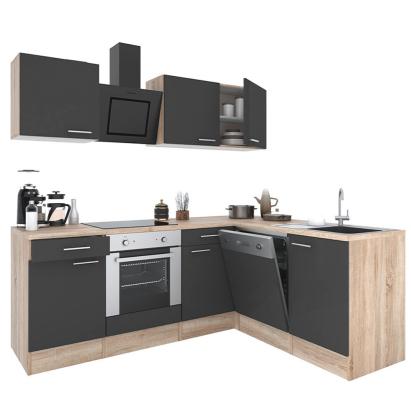Mobilă bucătărie de colț Leziter Yorki 220 cm, stejar Sonoma/antracit, corp cuptor